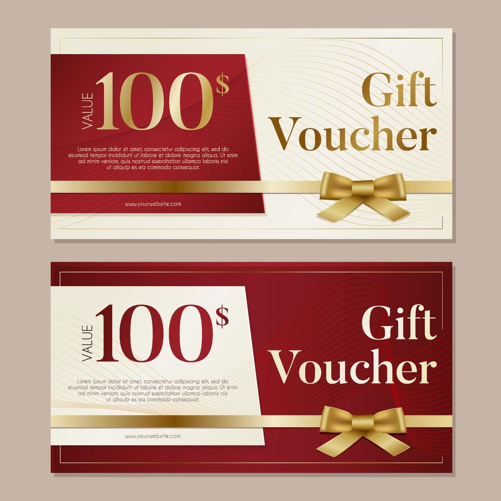 elegante design per regalo voucher; tagliando nel rosso e oro tono vettore