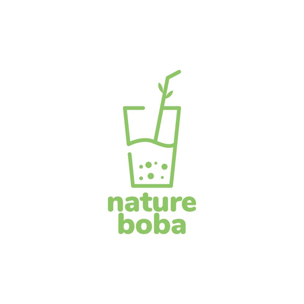 bevanda bicchiere boba natura verde logo design vettore