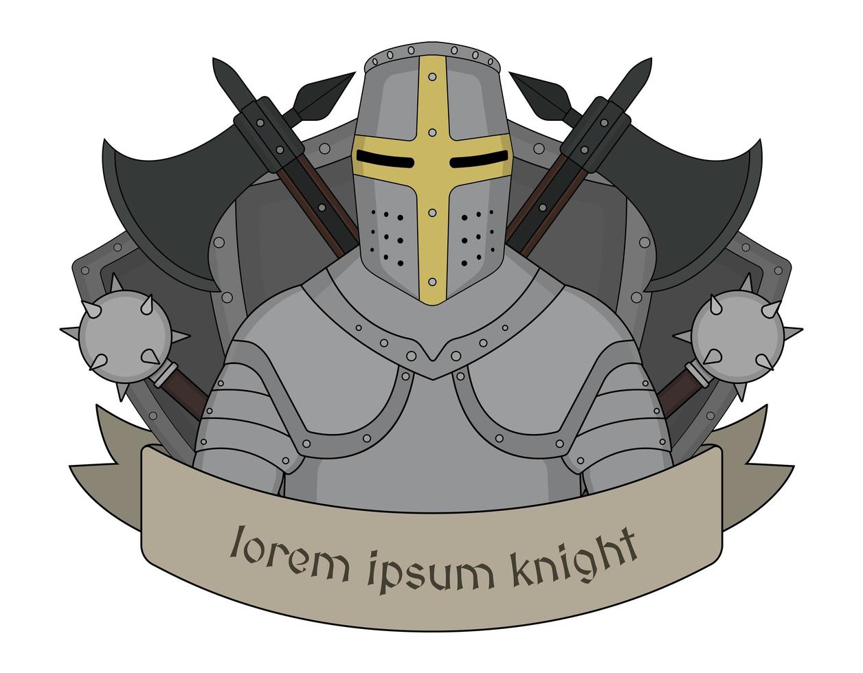 emblema del cavaliere medievale vettore