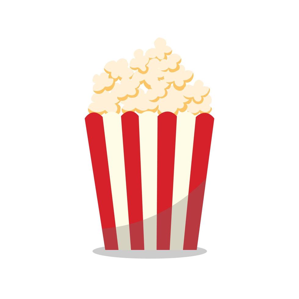 Popcorn nel un' a strisce scatola, cinema icona nel piatto stile, merenda cibo vettore