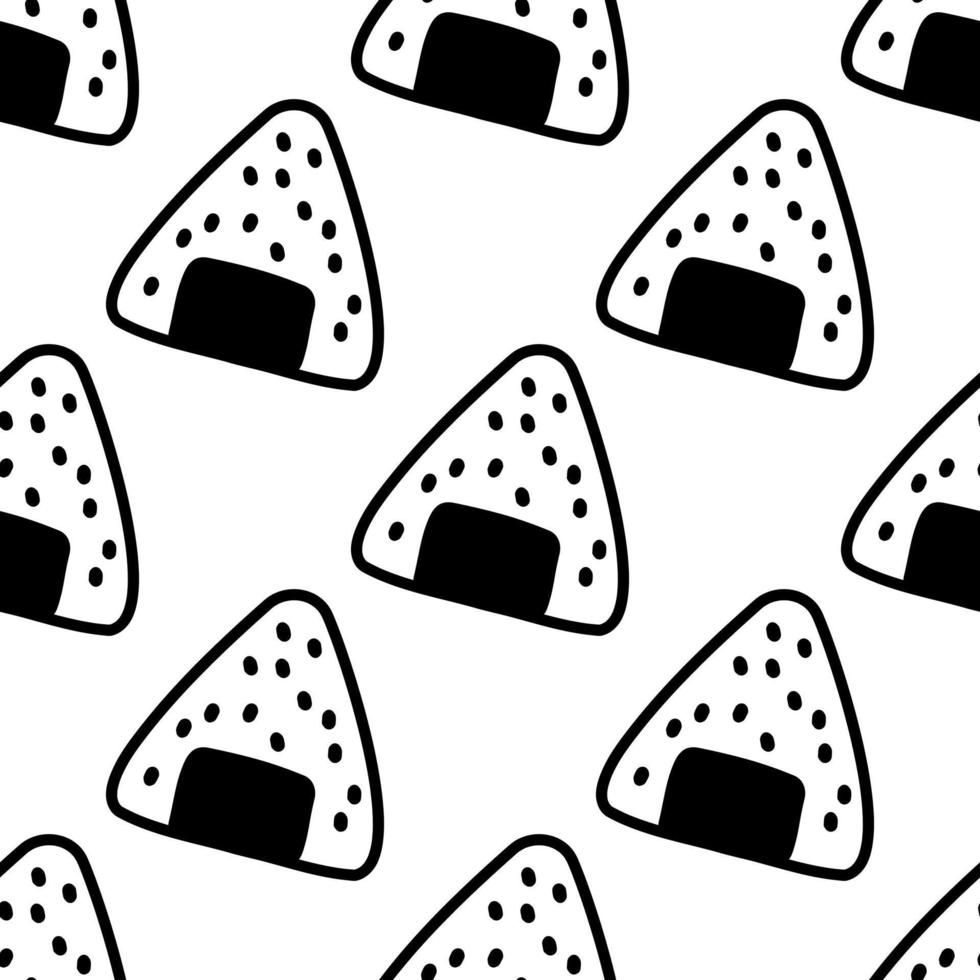 giapponese Sushi onigiri modello nel mano disegnato stile. asiatico cibo per ristoranti menù vettore