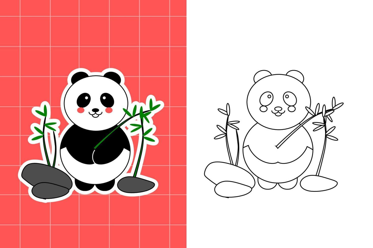 colorazione pagina di panda famiglia per bambino piccolo vettore