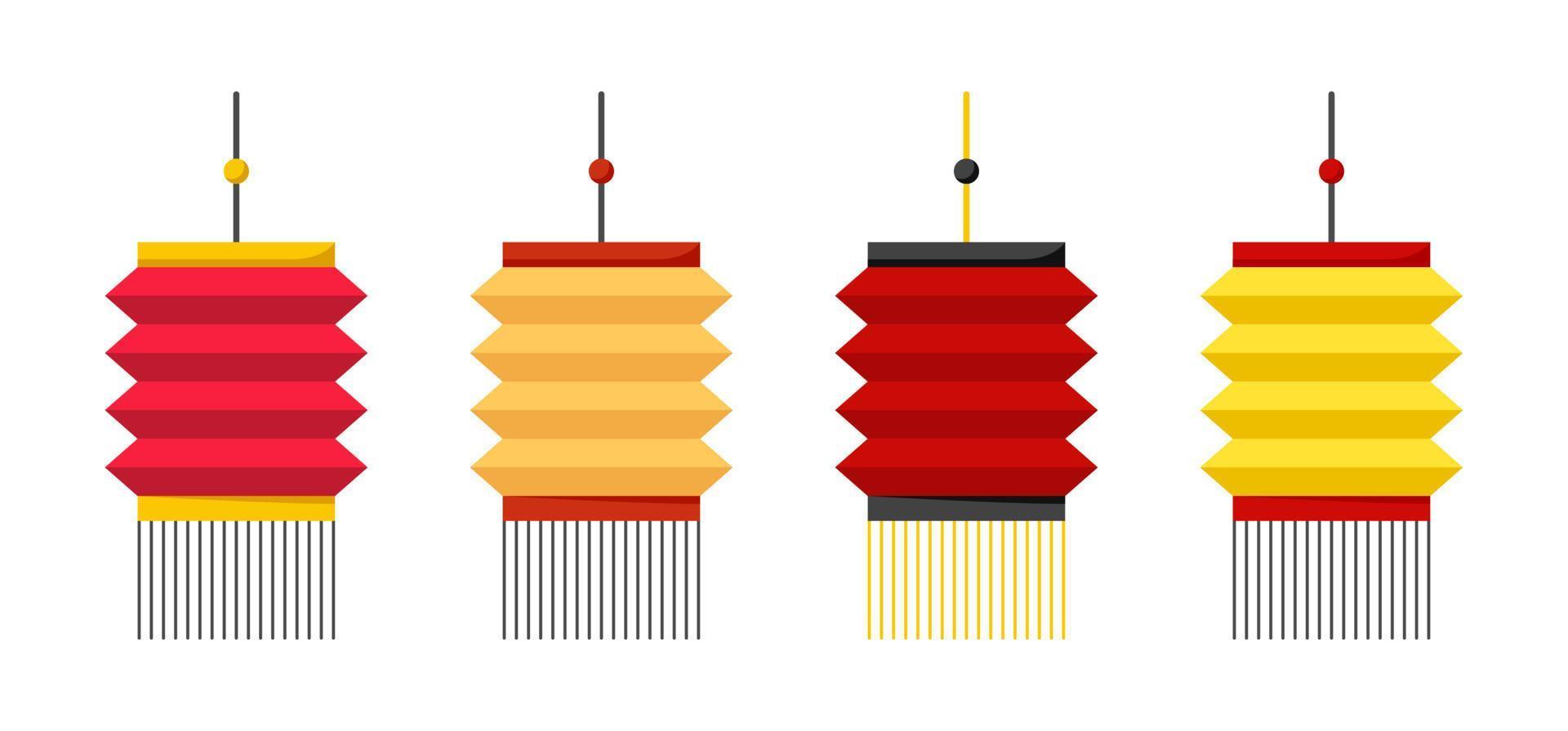 Cinese lanterna nel piatto stile isolato vettore