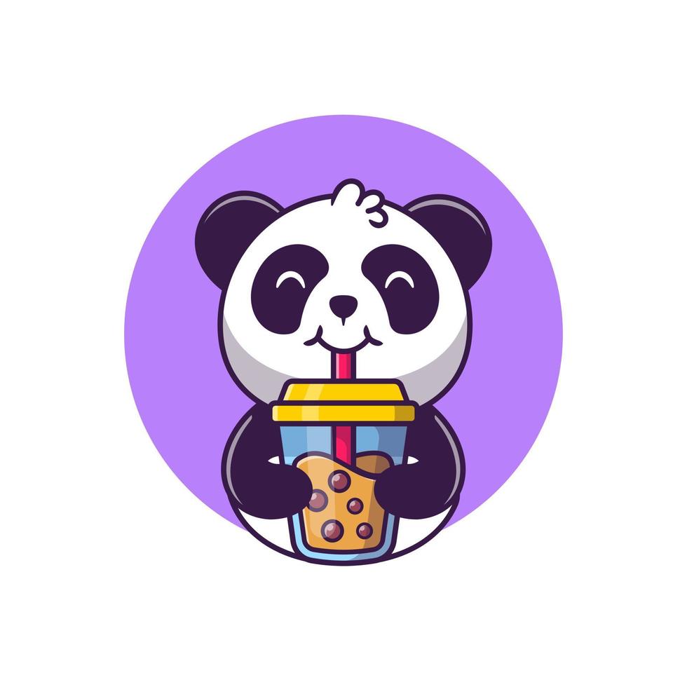 carino panda potabile boba latte tè cartone animato vettore icona illustrazione animale cibo icona concetto isolato premio vettore. piatto cartone animato stile