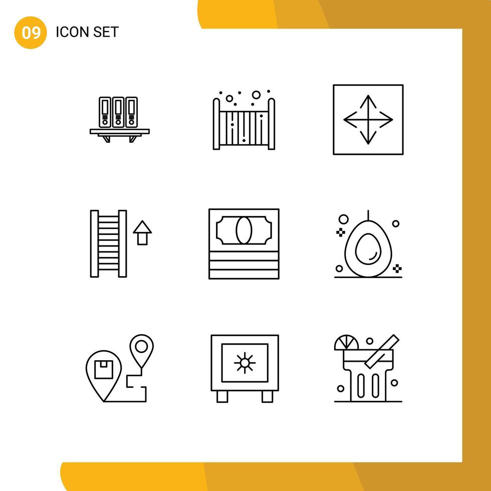 azione vettore icona imballare di 9 linea segni e simboli per scala interfaccia bambino del browser App modificabile vettore design elementi