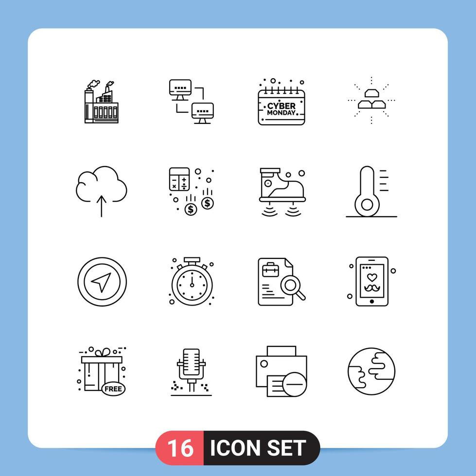 gruppo di 16 lineamenti segni e simboli per reddito fondo computer barre Lunedi modificabile vettore design elementi
