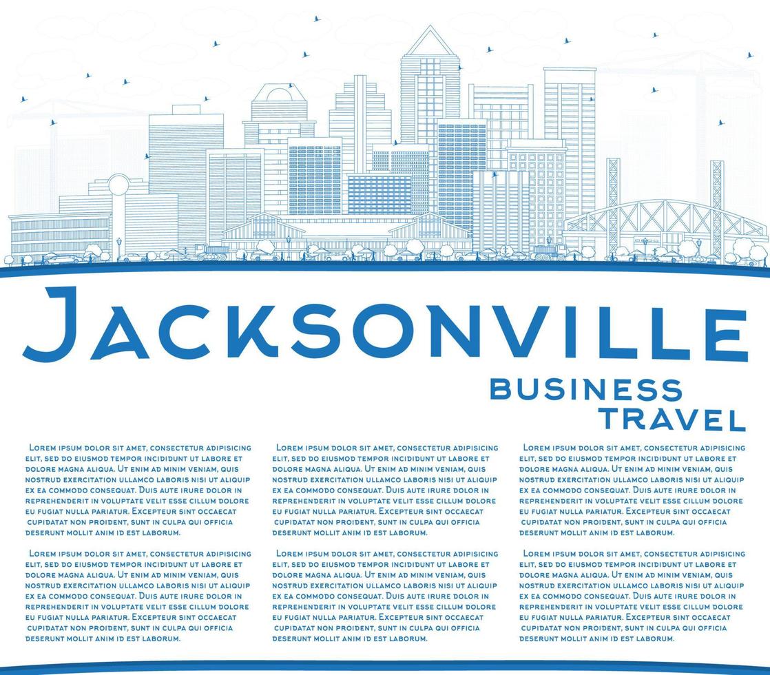 schema Jacksonville orizzonte con blu edifici e copia spazio. vettore