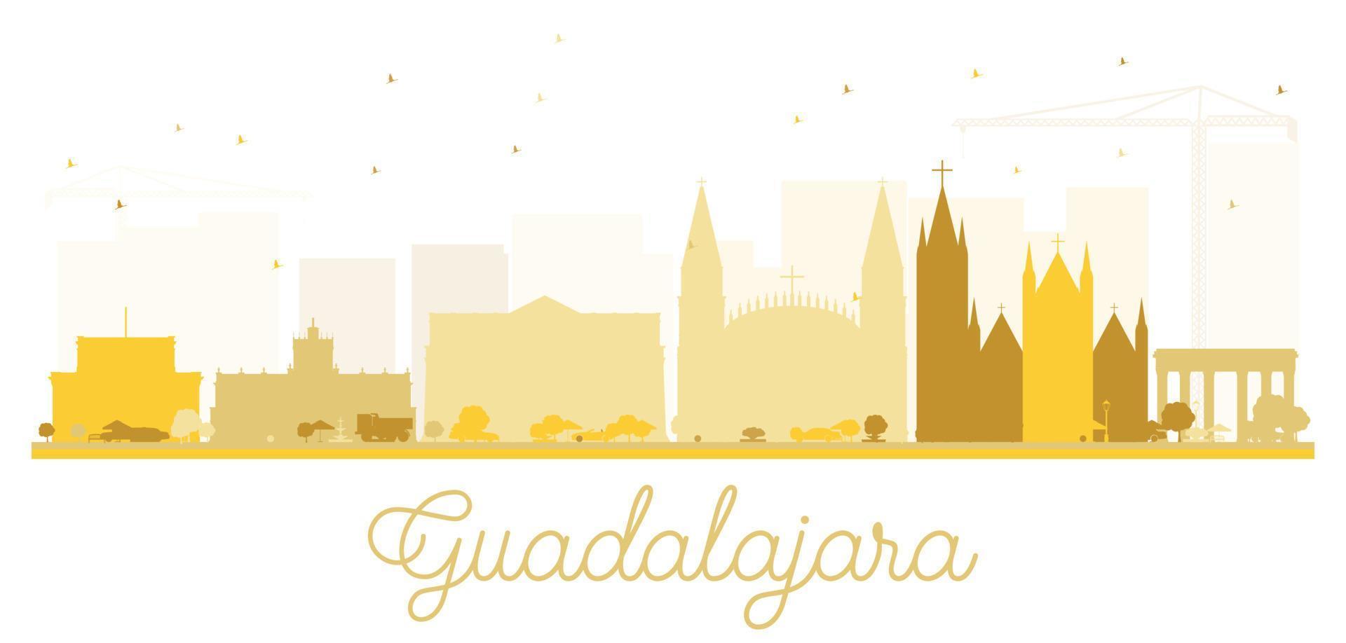 Guadalajara città orizzonte d'oro silhouette. vettore