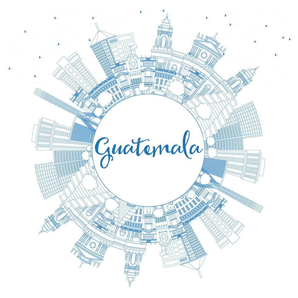 schema Guatemala orizzonte con blu edifici e copia spazio. vettore