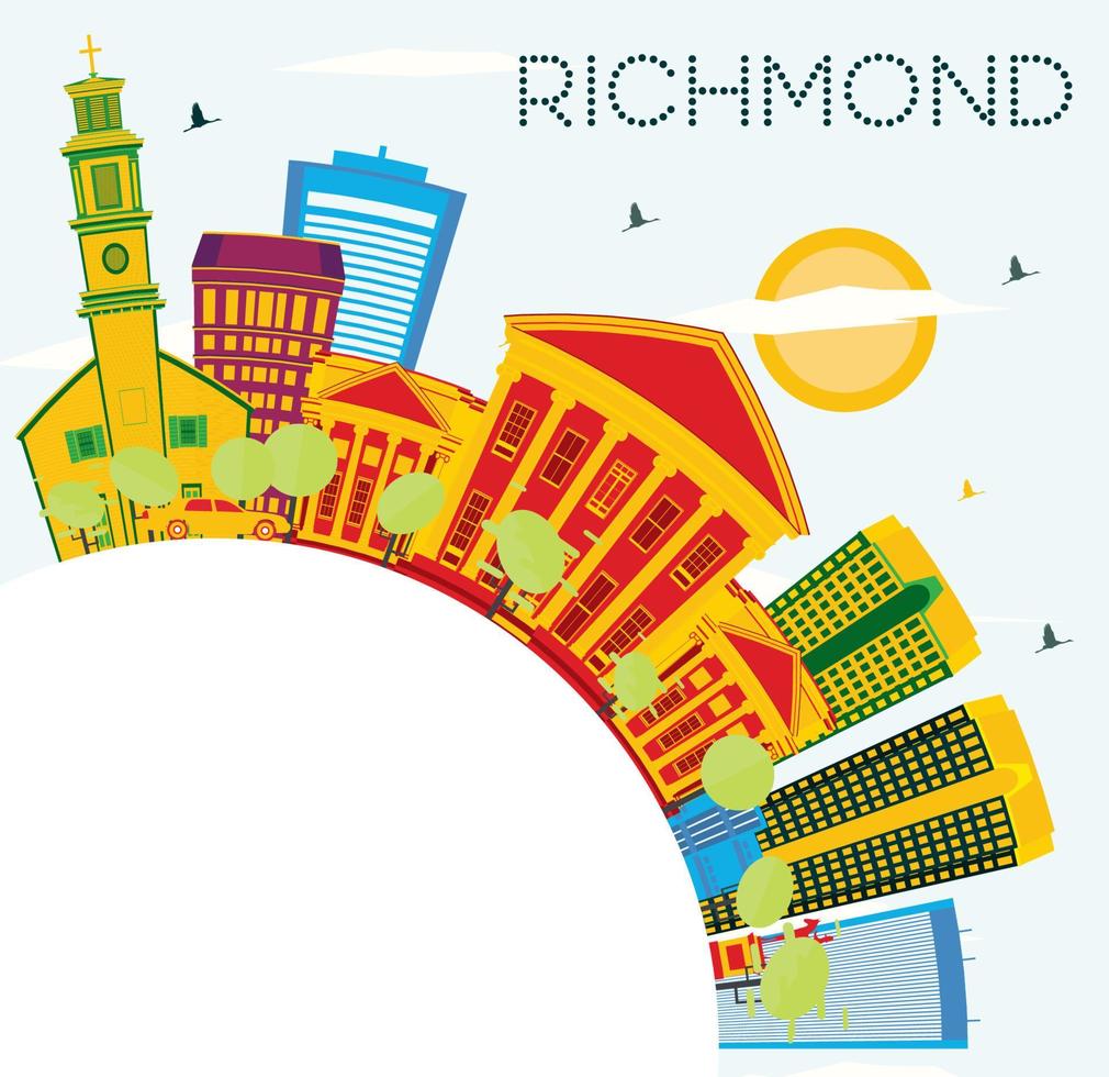 Richmond orizzonte con colore edifici, blu cielo e copia spazio. vettore