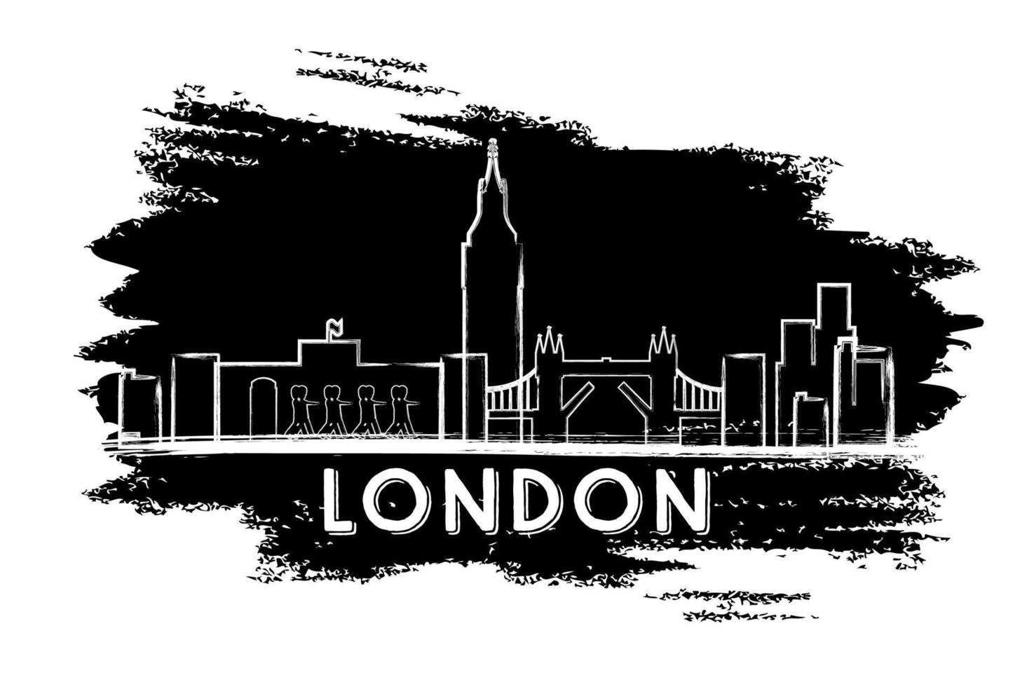 Londra orizzonte silhouette. mano disegnato schizzo. vettore