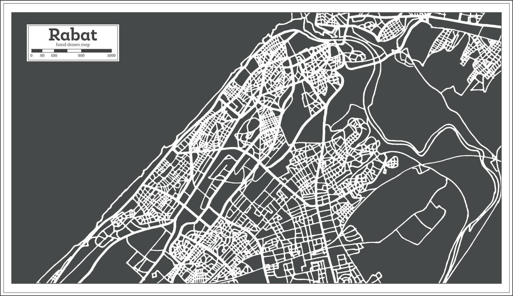 rabat Marocco carta geografica nel retrò stile. vettore