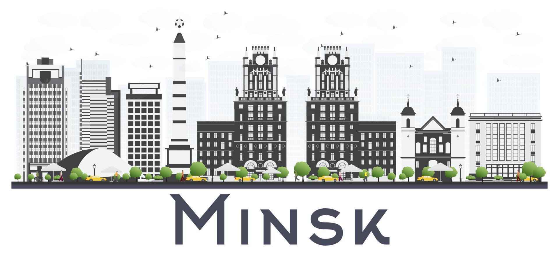 minsk bielorussia città orizzonte con grigio edifici isolato su bianca sfondo. vettore