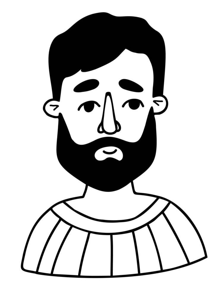 maschio viso. ritratto di barbuto uomo. vettore scarabocchio. avatar viso per disegno, arredamento, sociale media.
