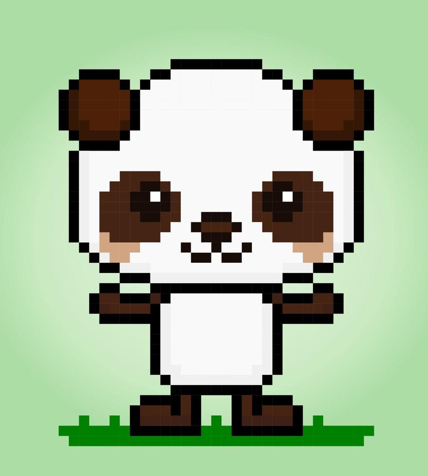 8 po pixel panda è in piedi. animali per gioco risorse e attraversare punto modelli nel vettore illustrazioni.