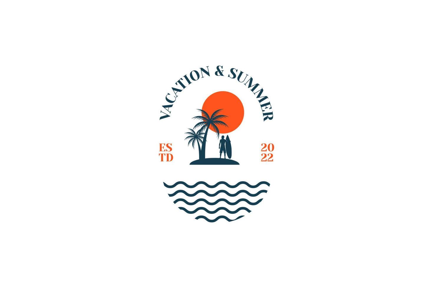 spiaggia vacanza logo design modello vettore