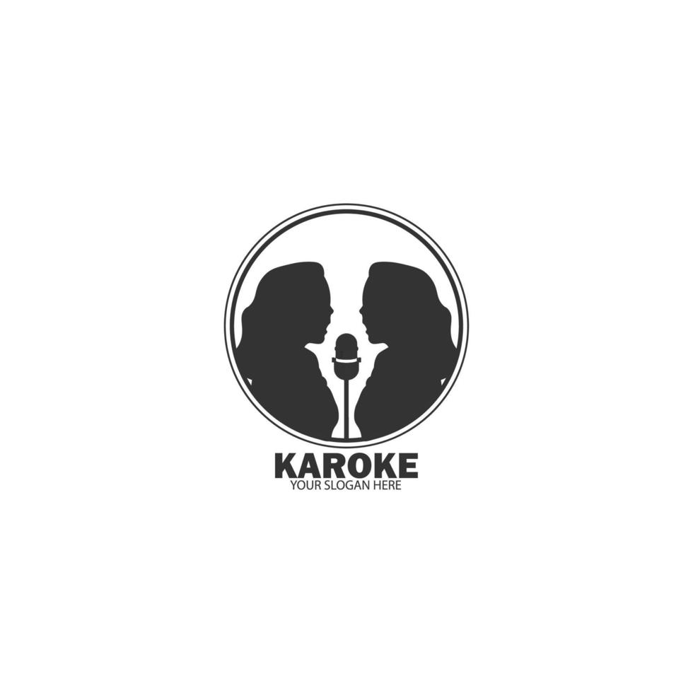 karoke ragazza nero e bianca logo vettore