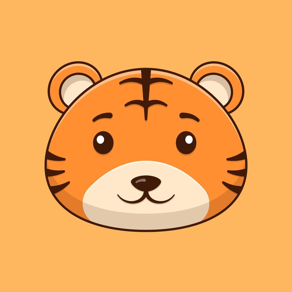 carino tigre viso cartone animato vettore icona illustrazione. piatto cartone animato stile. tigre illustrazione.