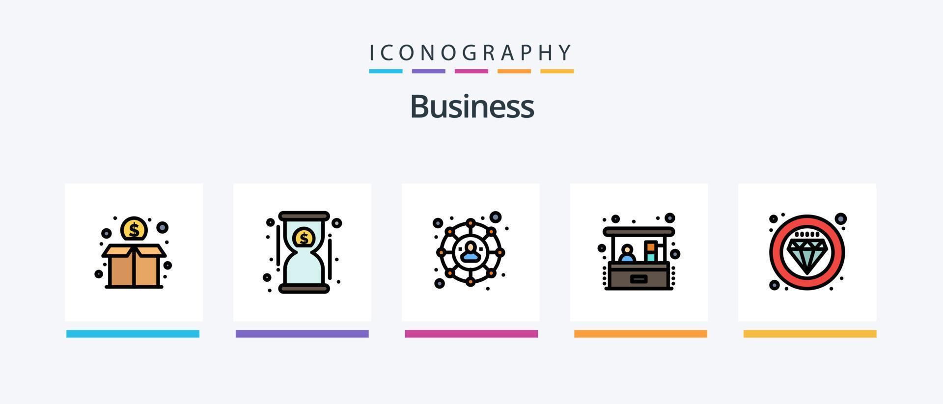 attività commerciale linea pieno 5 icona imballare Compreso brainstorming. moderno. scegliere. chiave. obbiettivo. creativo icone design vettore