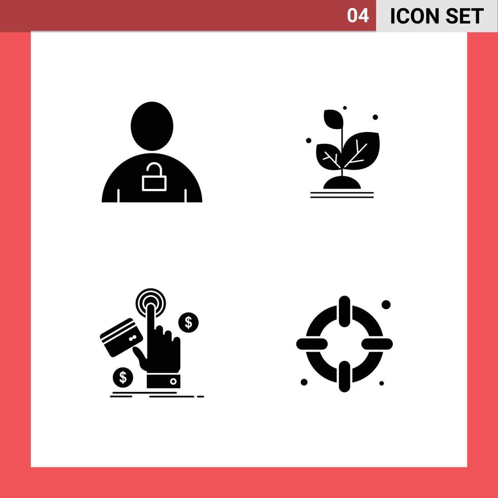 azione vettore icona imballare di 4 linea segni e simboli per avatar ppc lucchetto crescere pagare modificabile vettore design elementi