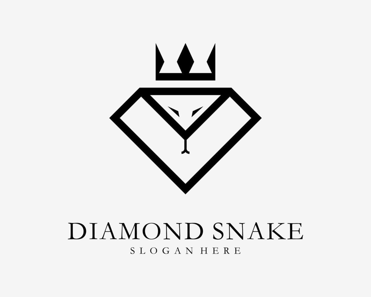 diamante serpente corona gemma vipera re gioielleria cobra monarca linea semplice astratto vettore logo design