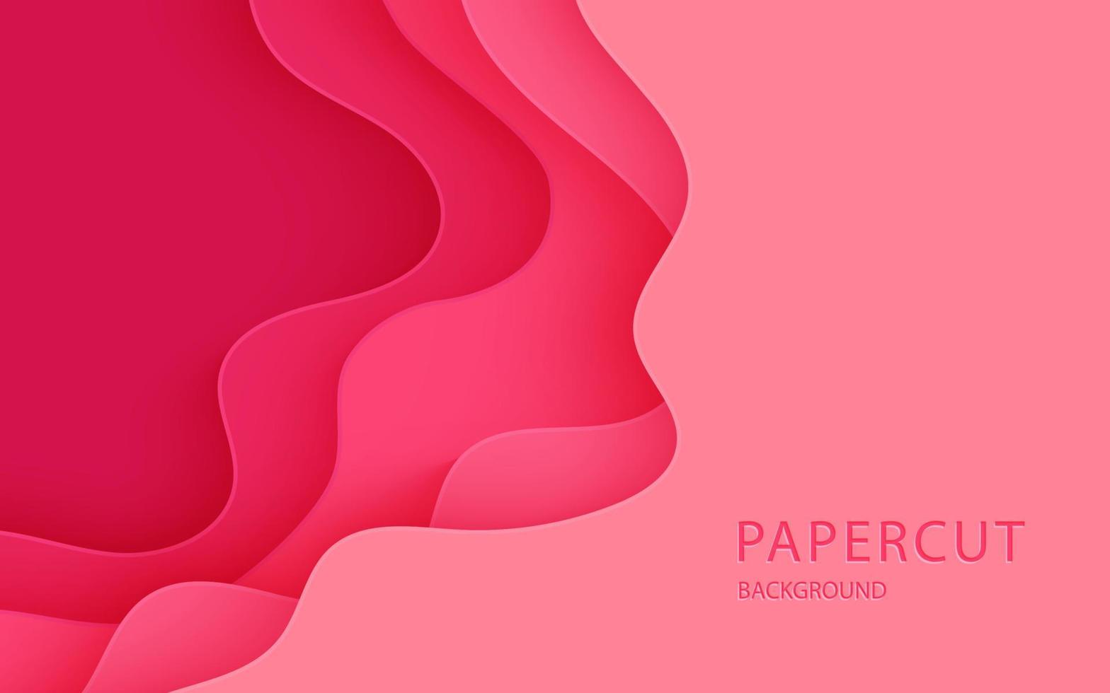 multistrato colore rosa texture 3d papercut strati in banner vettoriale sfumato. disegno astratto del fondo di arte del taglio della carta per il modello del Web site. concetto di mappa topografica o taglio di carta origami liscio