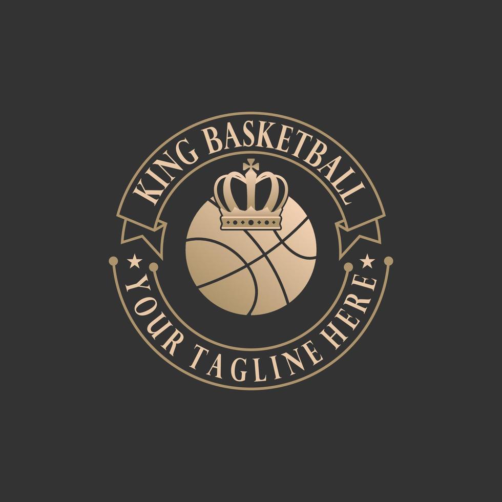 semplice e unico pallacanestro emblema con palla e corona Immagine grafico icona logo design astratto concetto vettore scorta. relazionato per sport o torneo