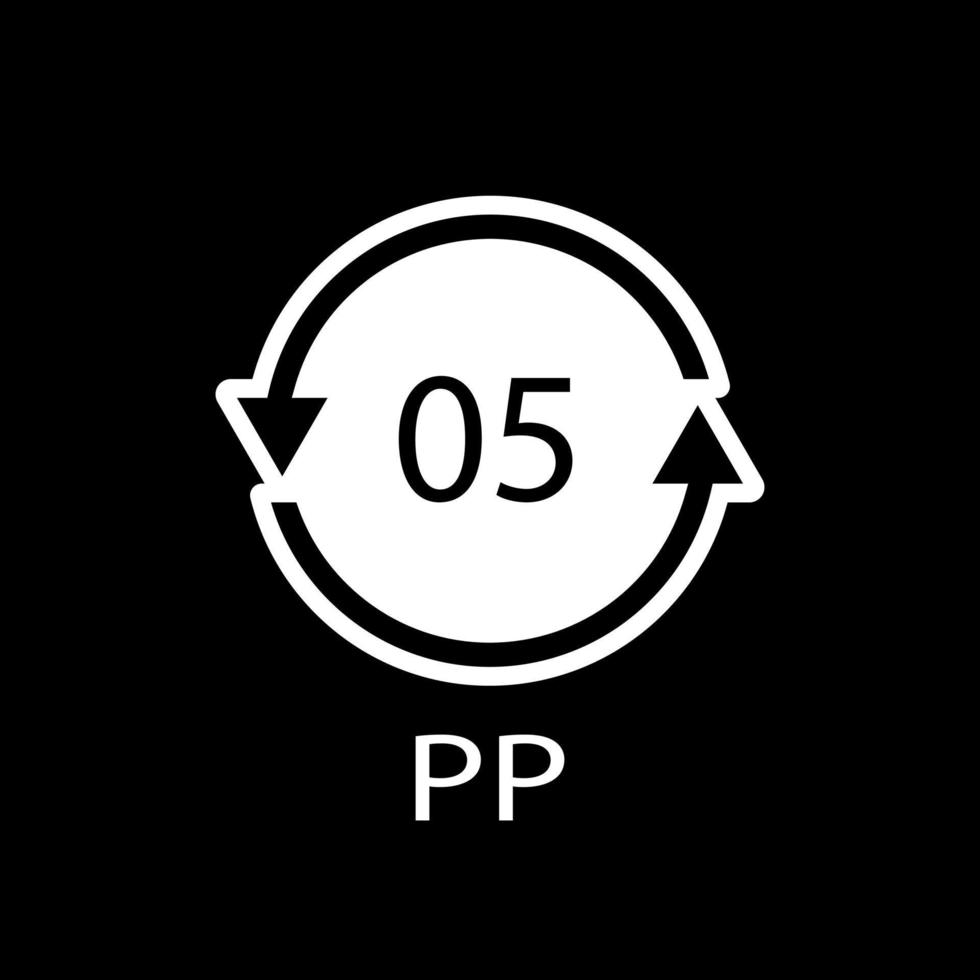 simbolo di riciclaggio di plastica pp 5 icona vettoriale. vettore