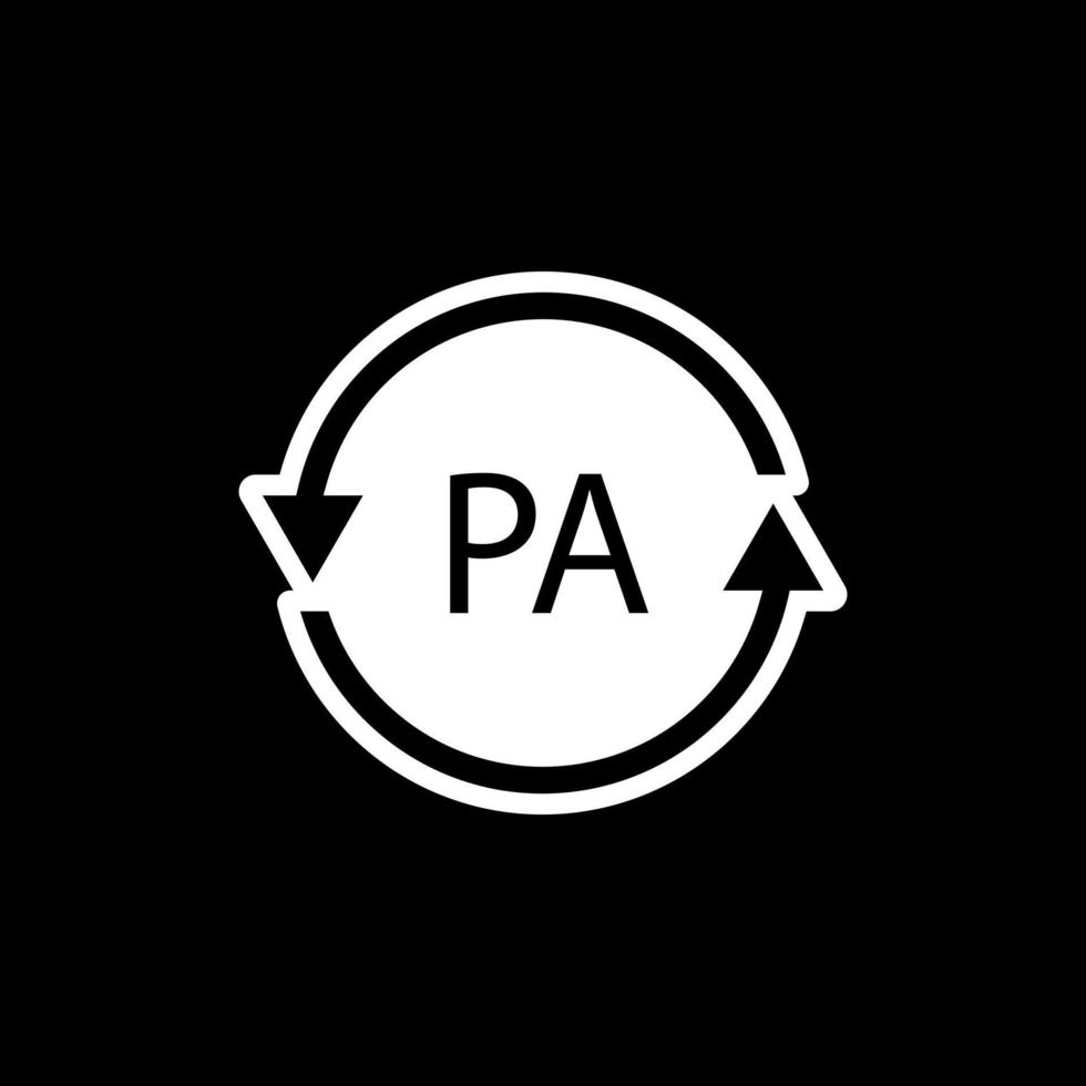 simbolo di riciclaggio della plastica pa poliammide, illustrazione vettoriale
