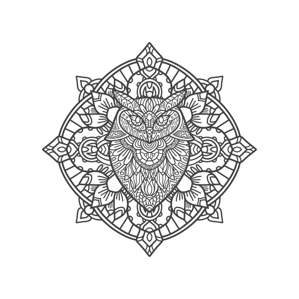 gufo testa mandala illustrazione vettore