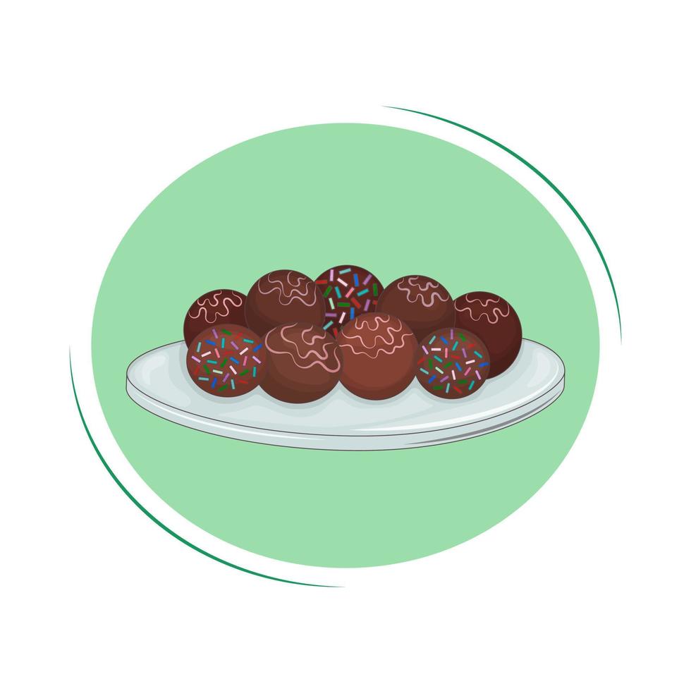 il tradizionale brasiliano dolce è brigadeiro. cioccolato il giro caramelle. vettore illustrazione. cartone animato.