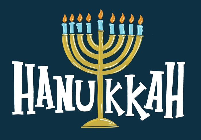 Vettore di iscrizione di Hanukkah Menorah