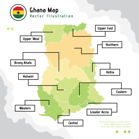 Mappa del Ghana vettore