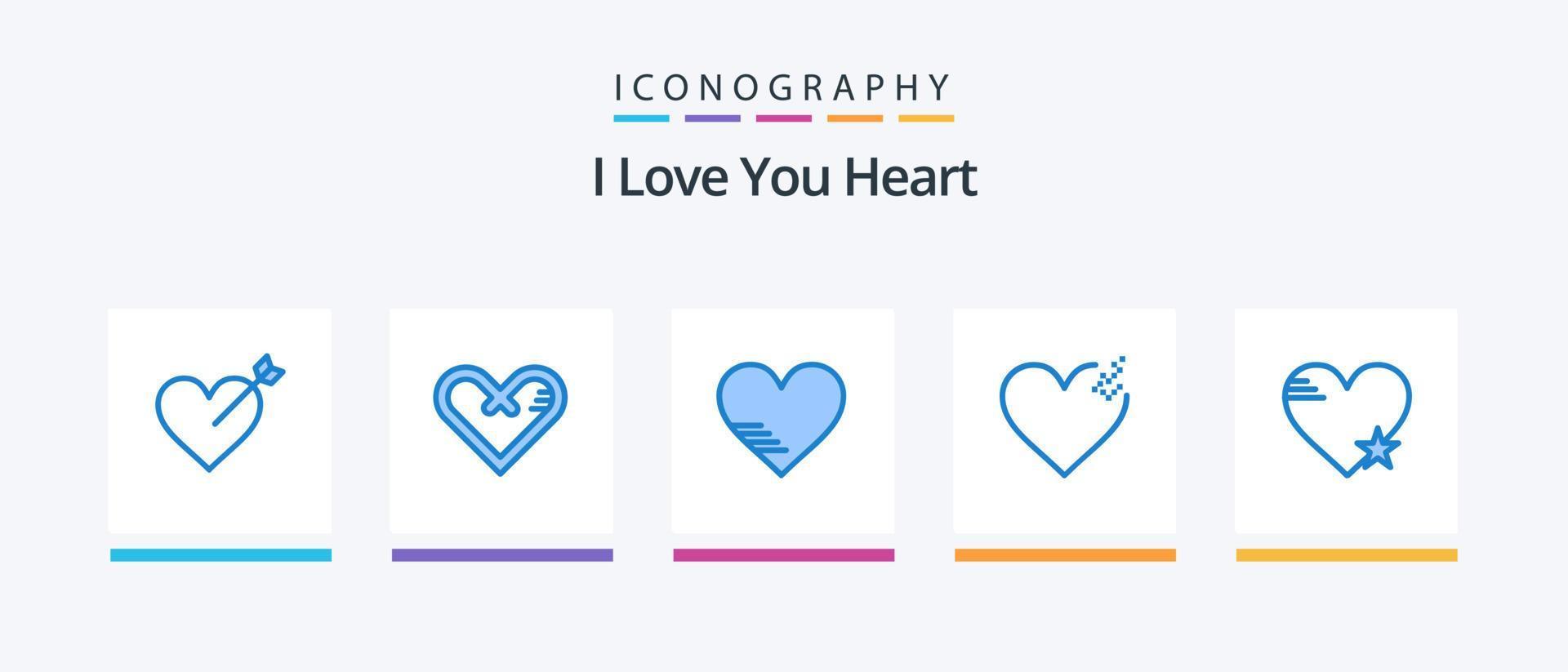cuore blu 5 icona imballare Compreso amore. stella. cuore. amore. cuore. creativo icone design vettore