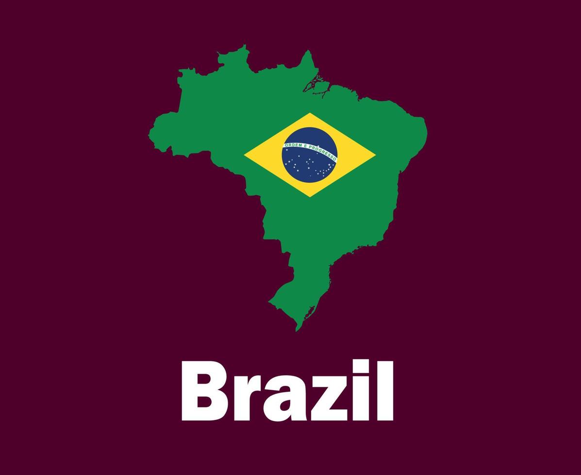 brasile carta geografica bandiera con nomi simbolo design latino America calcio finale vettore latino americano paesi calcio squadre illustrazione