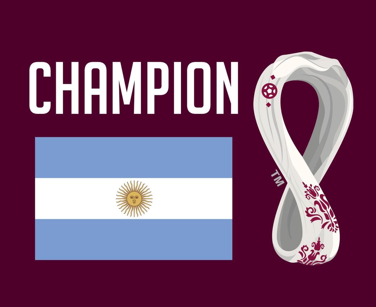 argentina bandiera emblema campione con mondo tazza 2022 logo finale calcio simbolo design latino America vettore latino americano paesi calcio squadre illustrazione