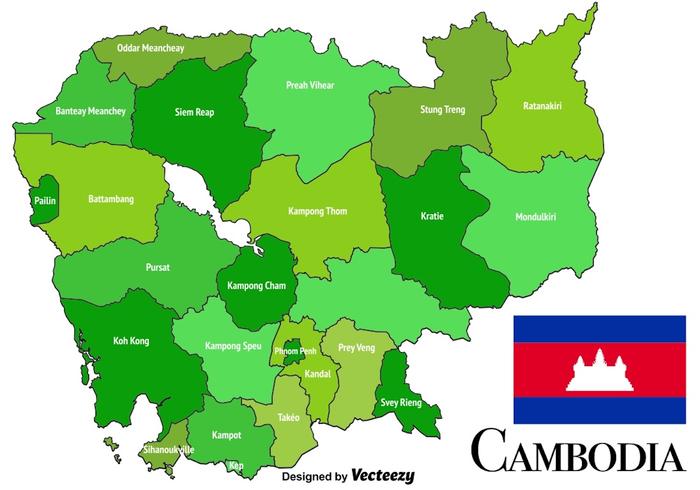 Mappa della Cambogia vettoriale