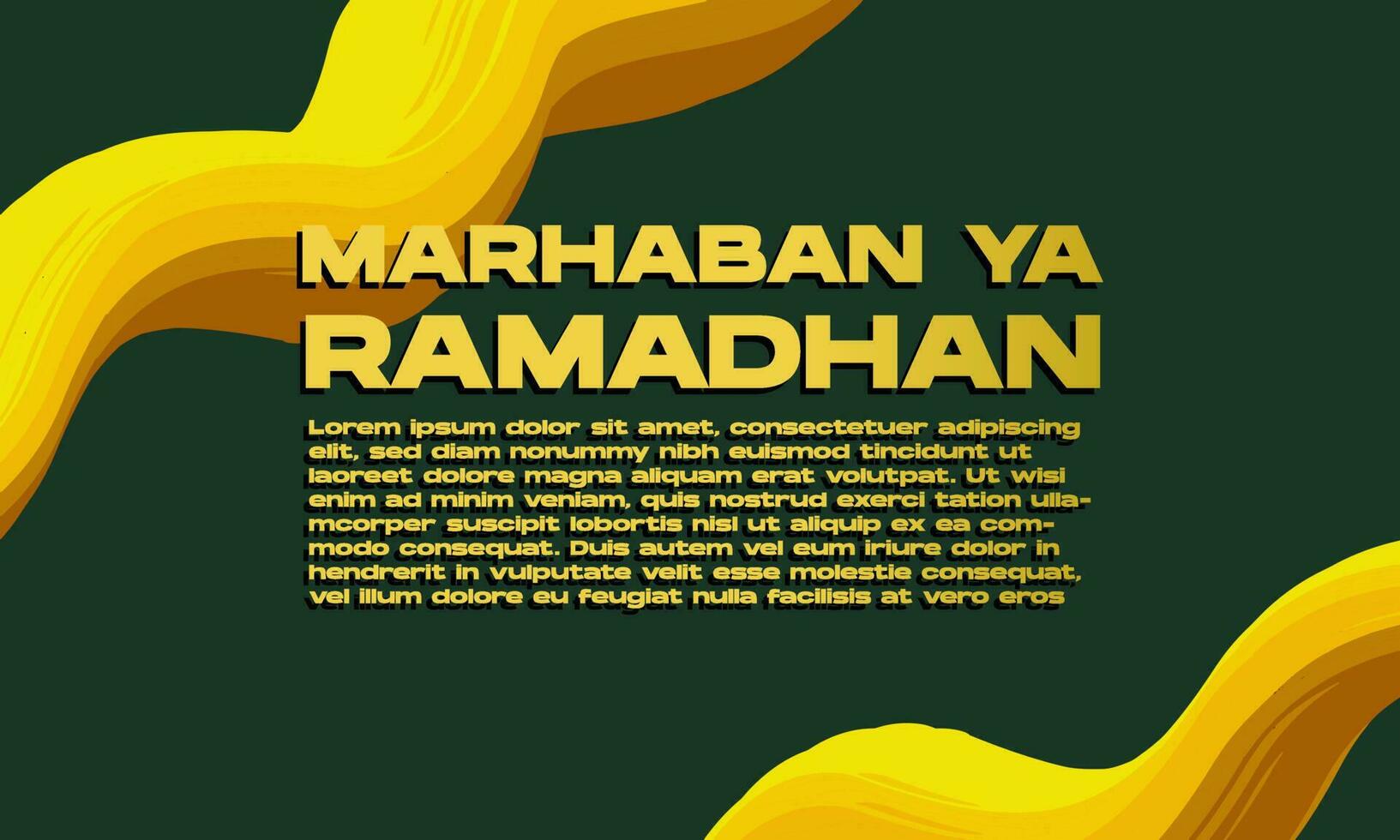 marhaban ya Ramadan saluto carta con fluido onda telaio confine. vettore illustrazione
