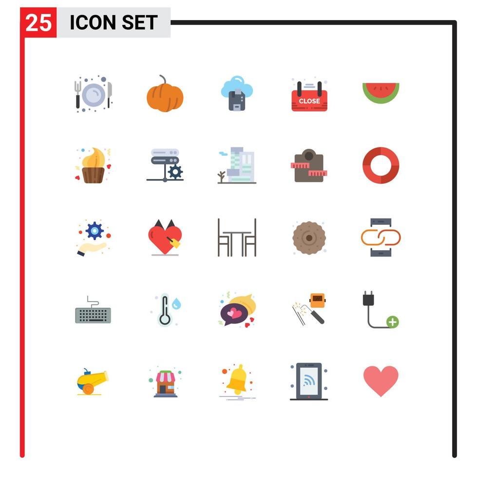 universale icona simboli gruppo di 25 moderno piatto colori di anguria negozio microchip annuncio pubblicitario tavola modificabile vettore design elementi