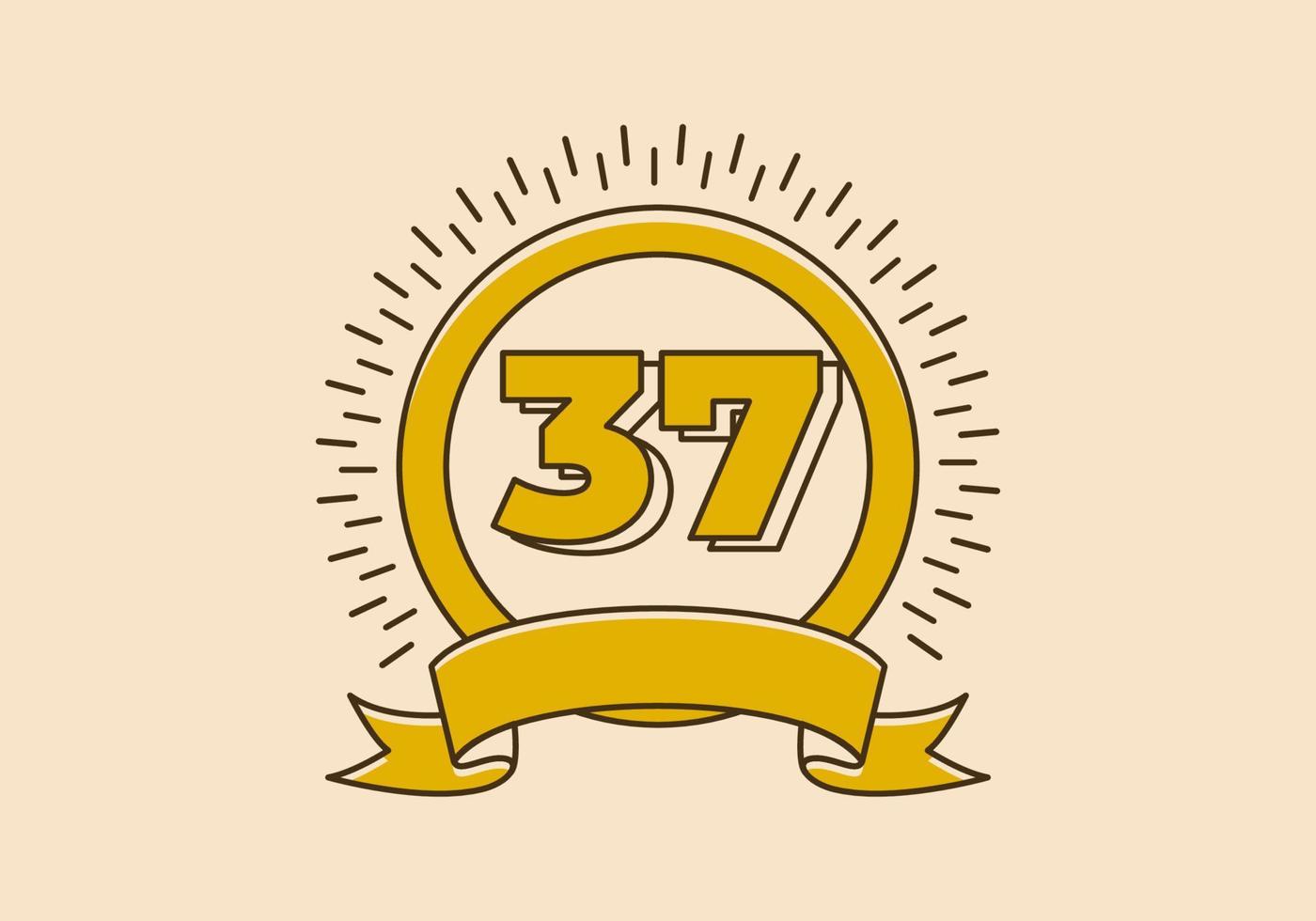 Vintage ▾ giallo cerchio distintivo con numero 37 su esso vettore