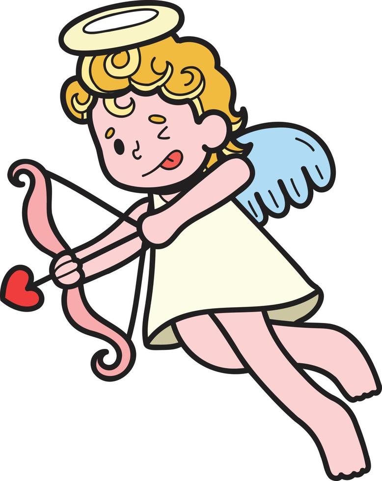 mano disegnato Cupido è tiro un freccia illustrazione vettore