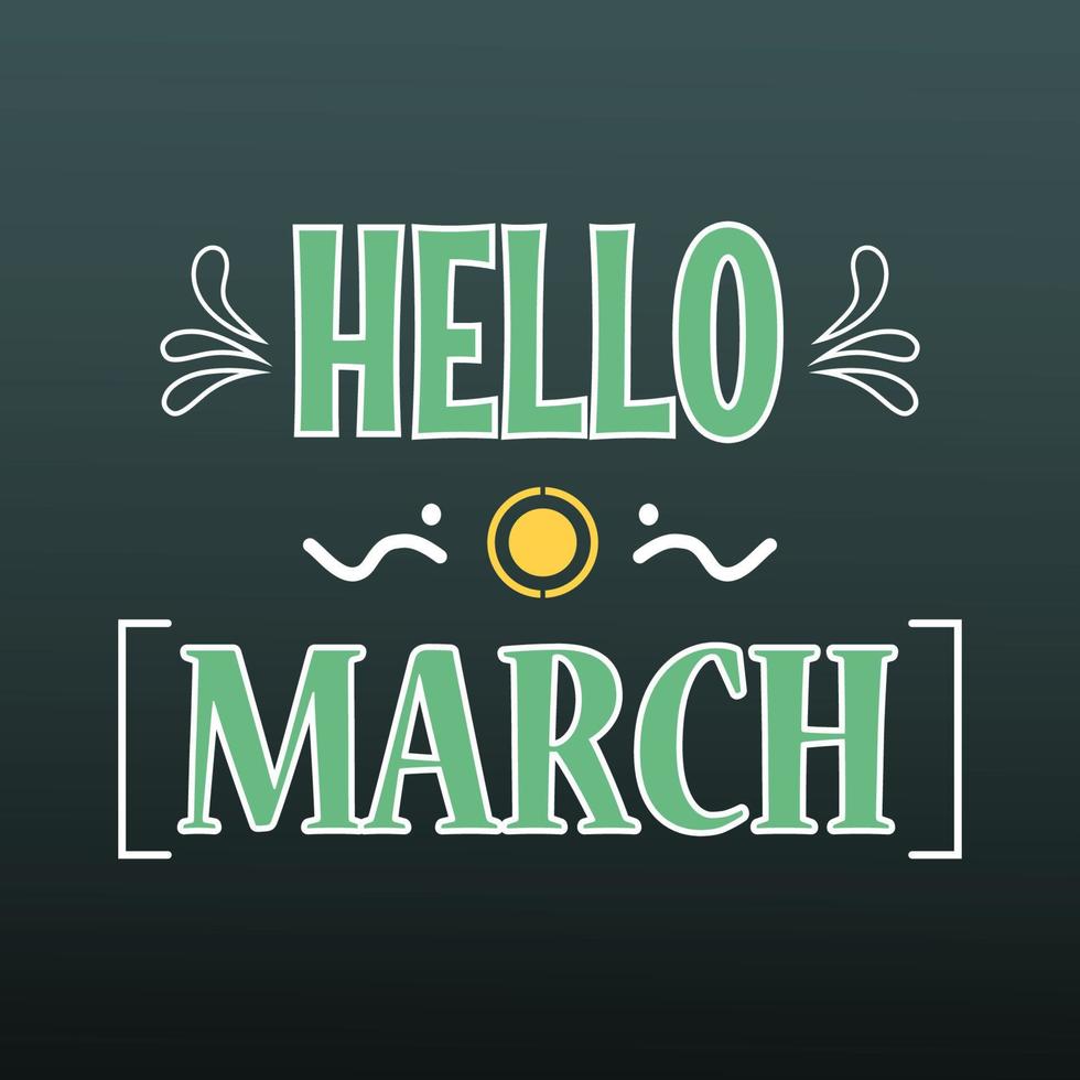 vettore lettering di ' Ciao marzo' per saluto carta