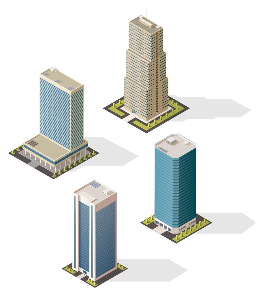 isometrico grattacielo edifici 3d vettore icone