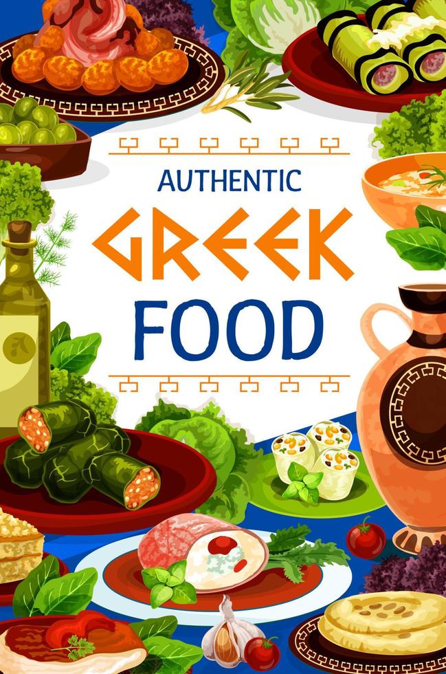 greco carne e formaggio rotoli, dolma, olive, pane vettore