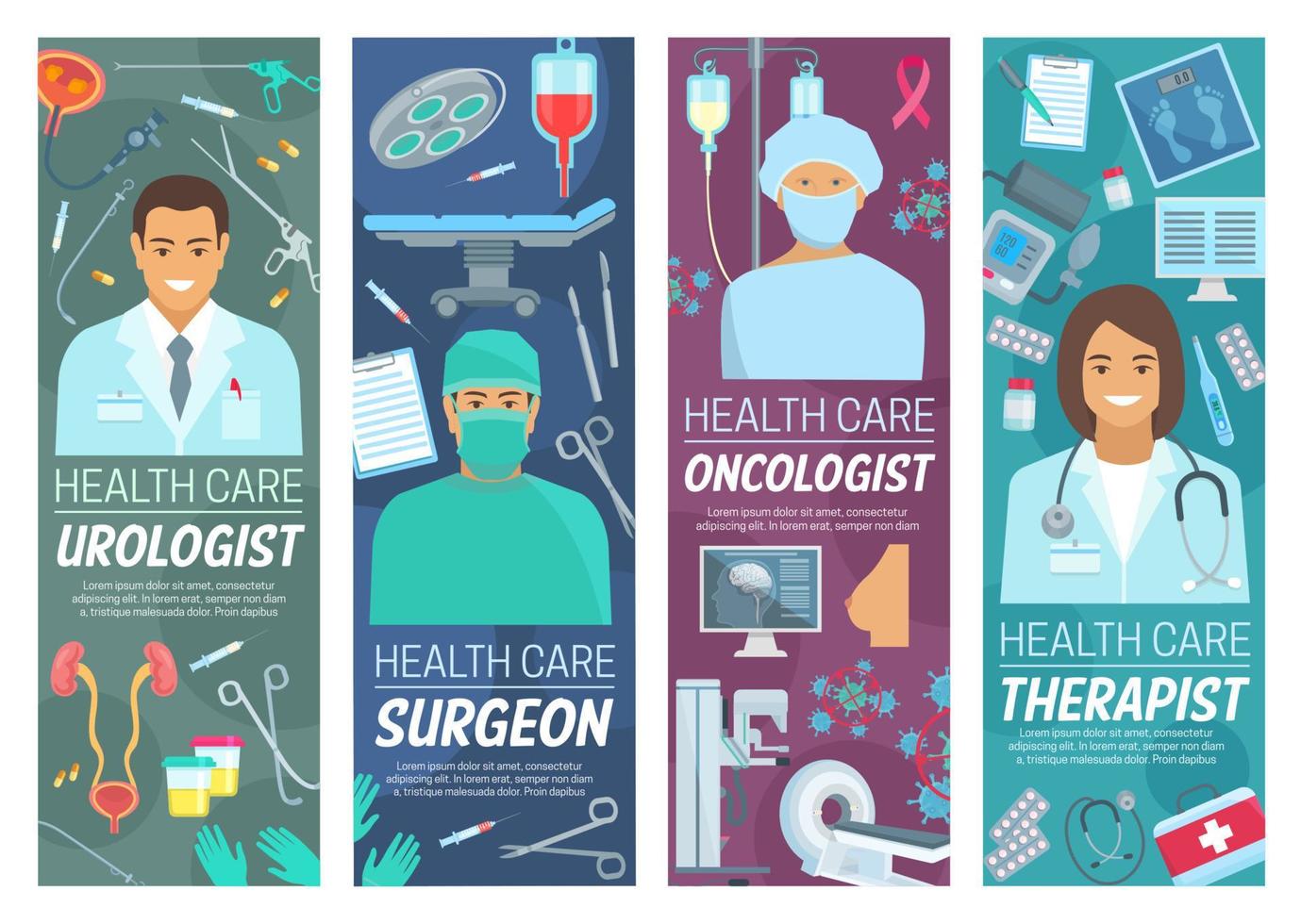 urologo, chirurgo, oncologo, terapista medici vettore