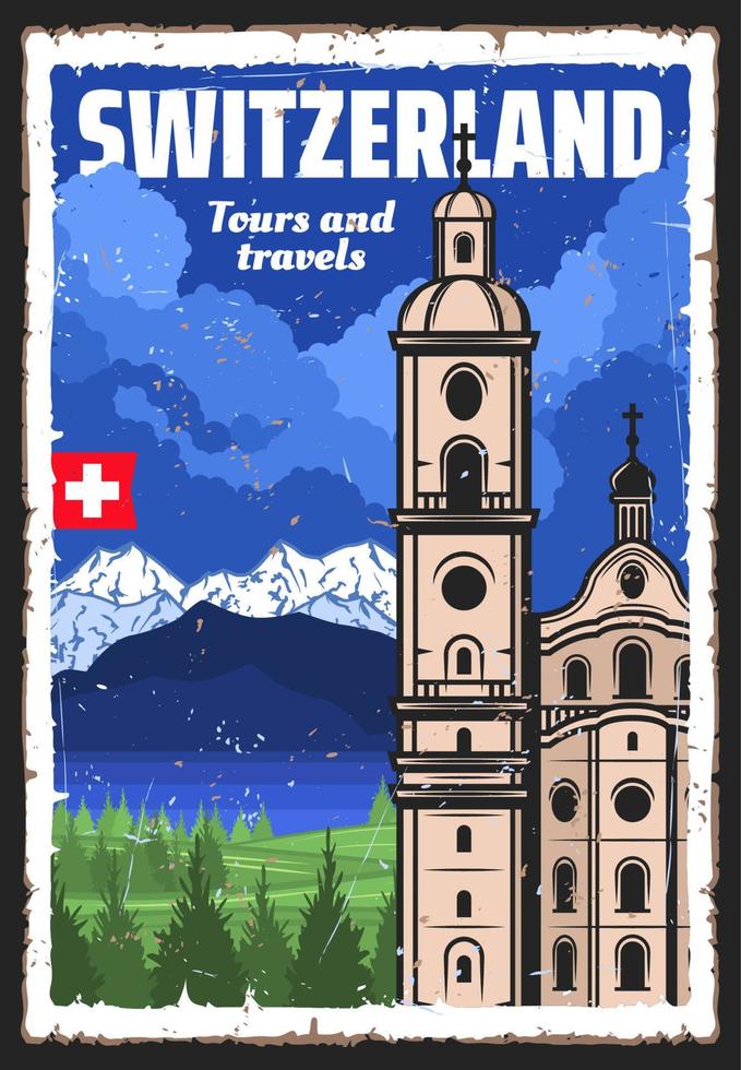 svizzero Alpi, Svizzera bandiera e gesuita Chiesa vettore