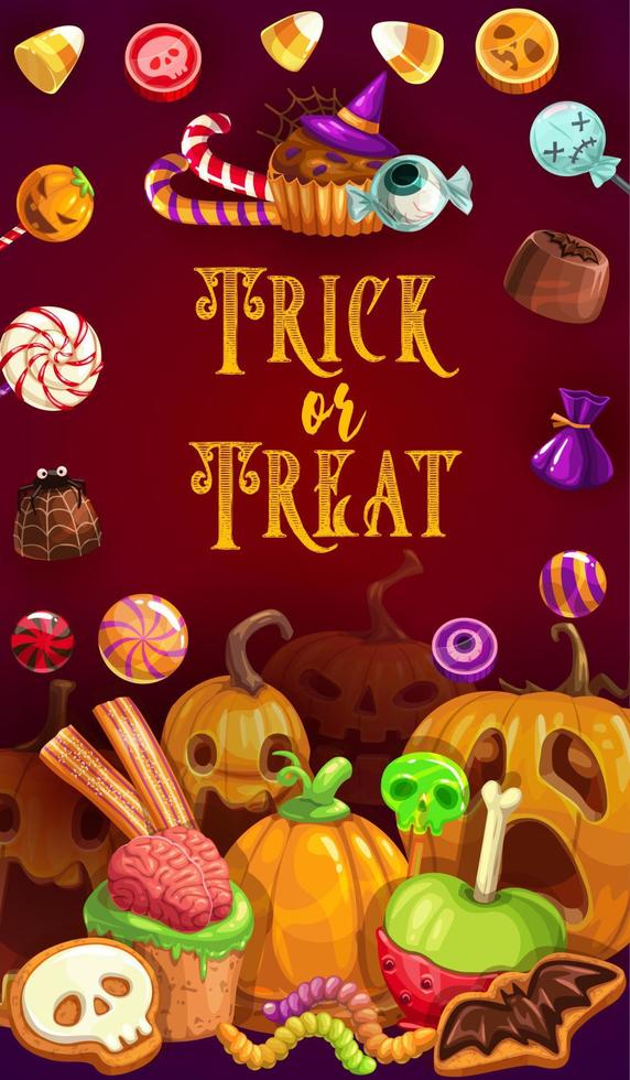 Halloween dolci, cioccolato, caramello merenda ossequi vettore