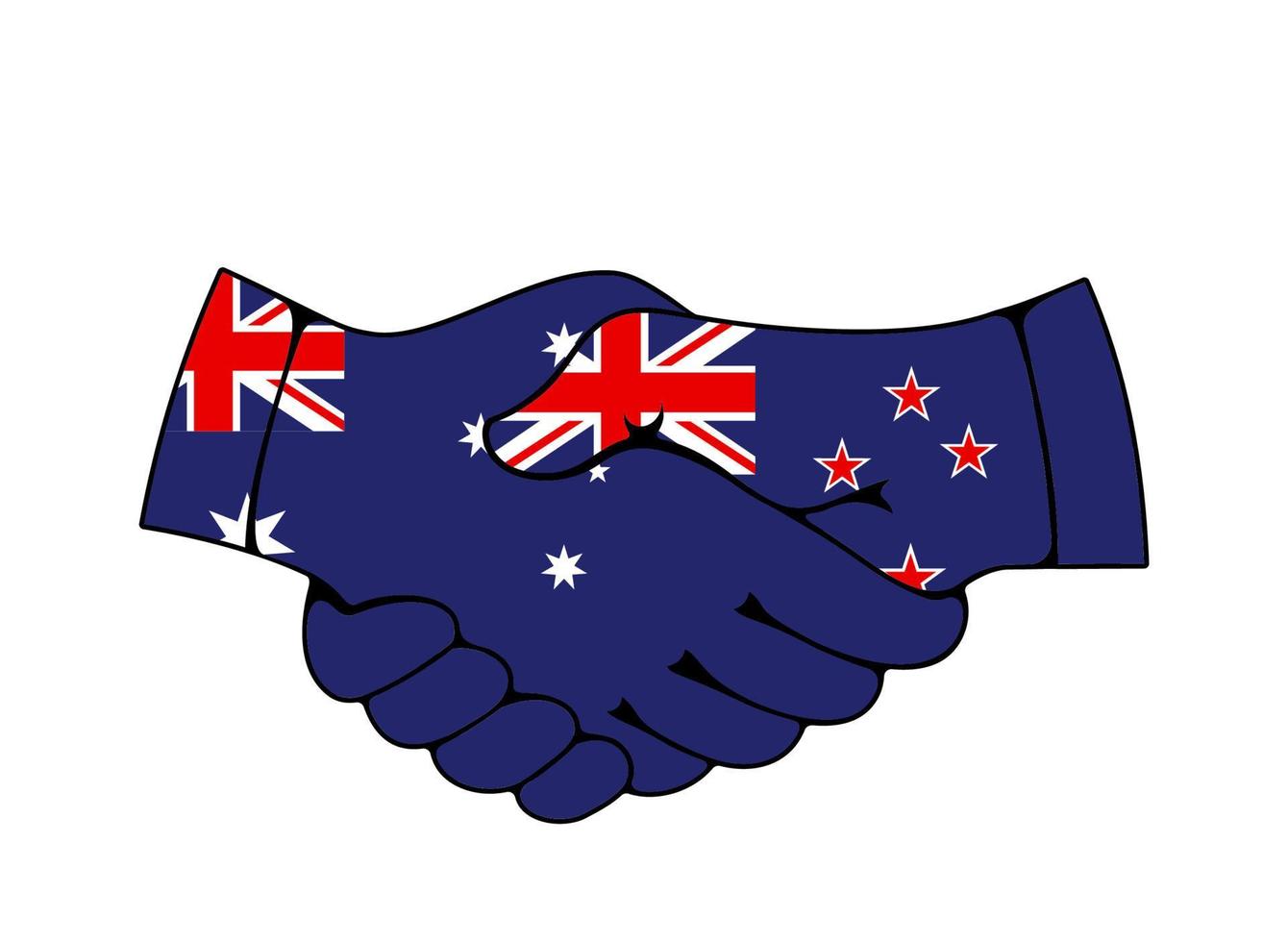 Australia e nuovo Zelanda bandiere stretta di mano vettore