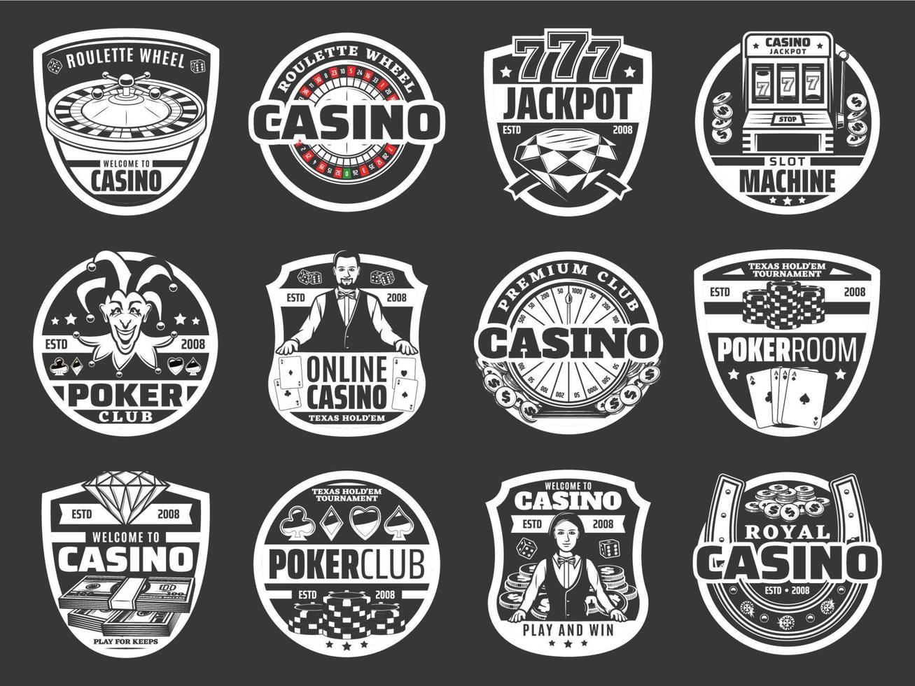 in linea casinò poker, ruota di fortuna gioco d'azzardo vettore