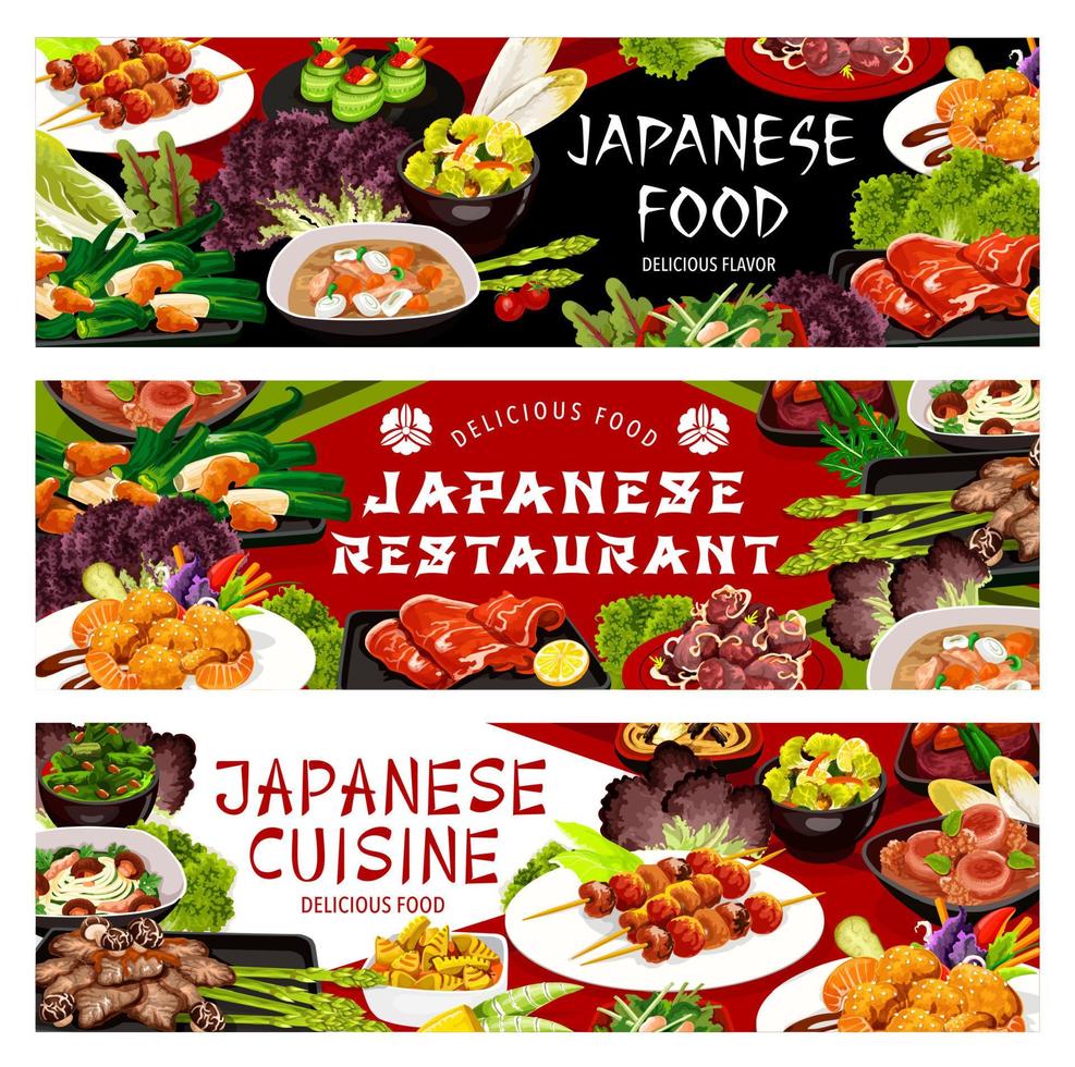 giapponese cucina piatti vettore banner